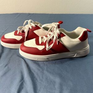 Unisex Red Lace-Up Sneakers Men’s Size 9/Women’s 11 Casual Athletic Shoes